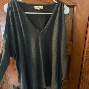 V Neck Open Shoulder Sweater